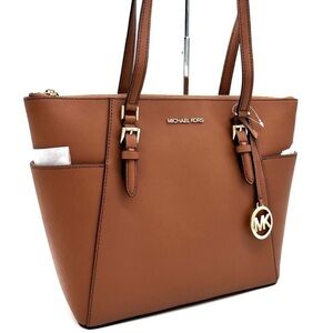 Michael Kors Large Charlotte Tote Bag Luggage Leather Luggage